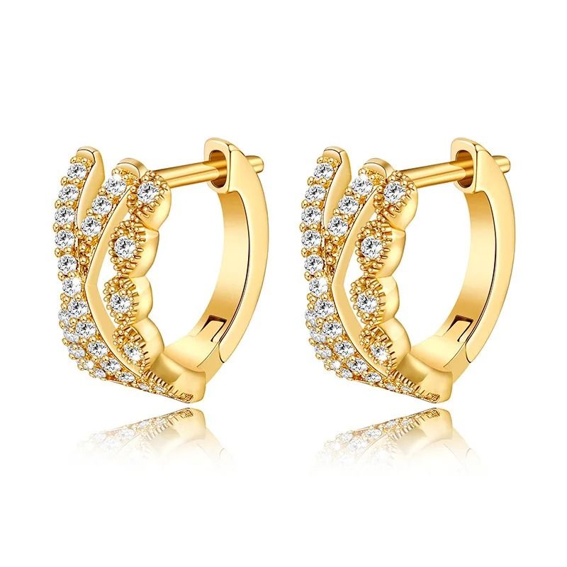 Triple Heart Cubic Zirconia Hoop Earrings