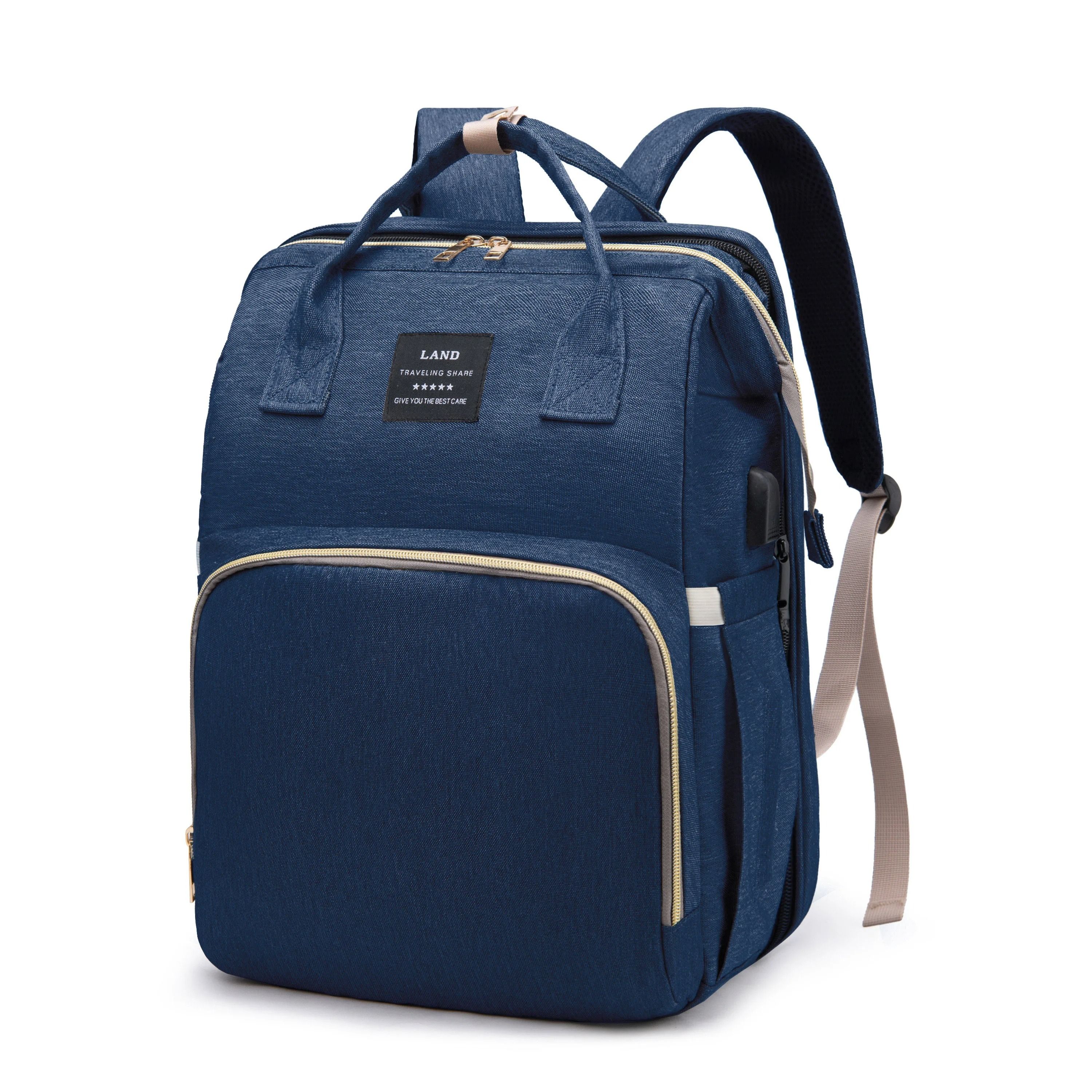 Lightweight Diaper Bag Backpack with Folding Crib Travel Bed