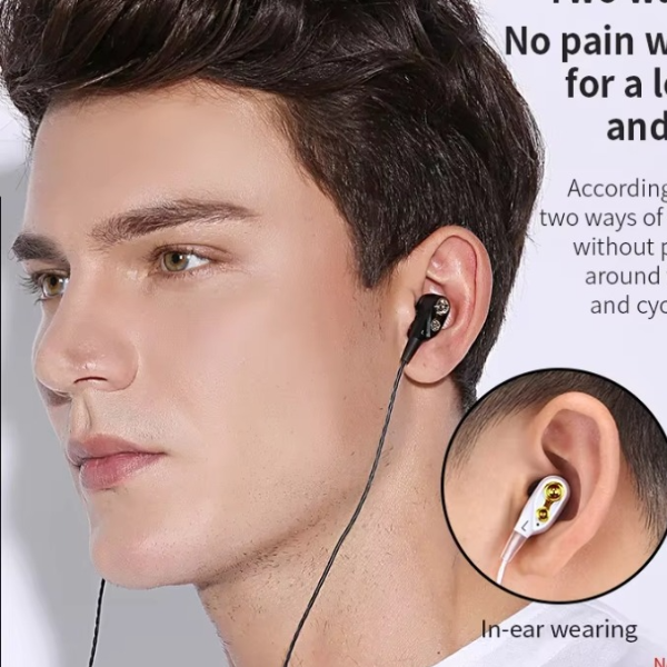 QKZ Wired Earphones with Mic – HiFi Bass Stereo Sound,  Copper Driver, Sports Music Earbuds