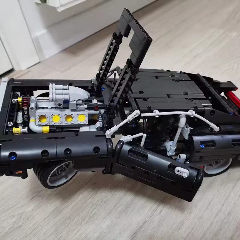 Dodge Charger Racing Car Building Blocks Model, Fast and Furious Famous Vehicle for Boys, Technical Car Bricks