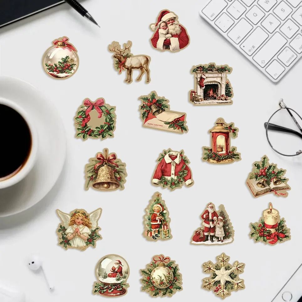 50-Piece Creative Retro Christmas Vinyl Sticker Set