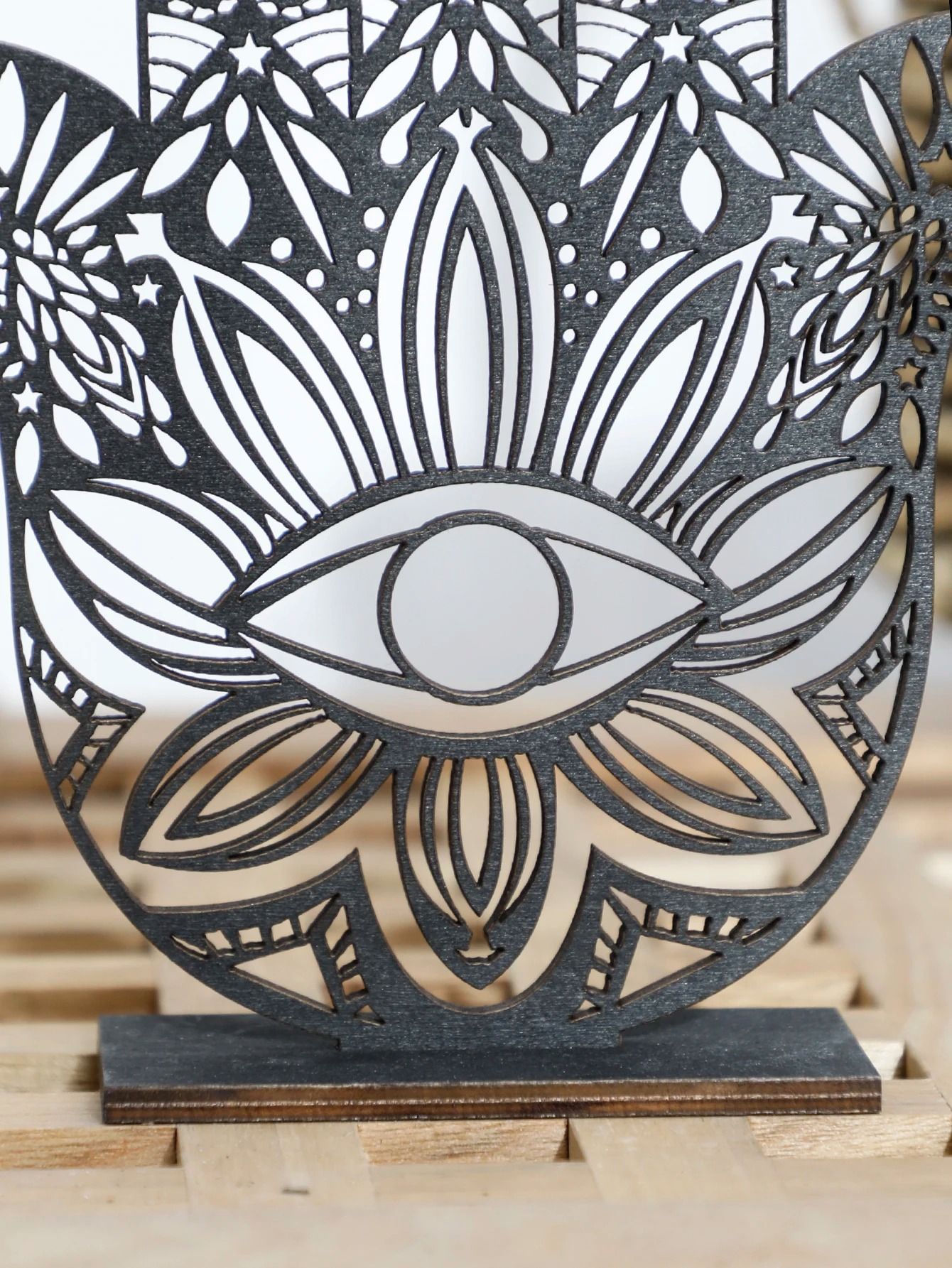 Hamsa Hand Decor Wooden Evil Eye Desk Ornament Aesthetic Spiritual Home Accent