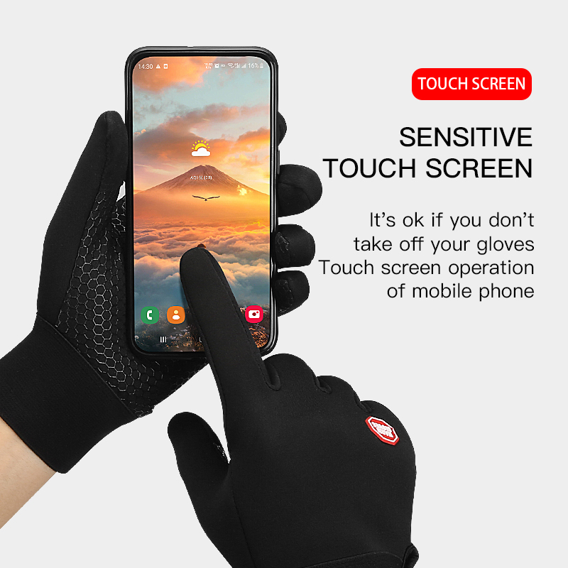 Warm Running Gloves Windproof Waterproof, Winter Men's Touchscreen Gloves, Lightweight Hiking Gloves