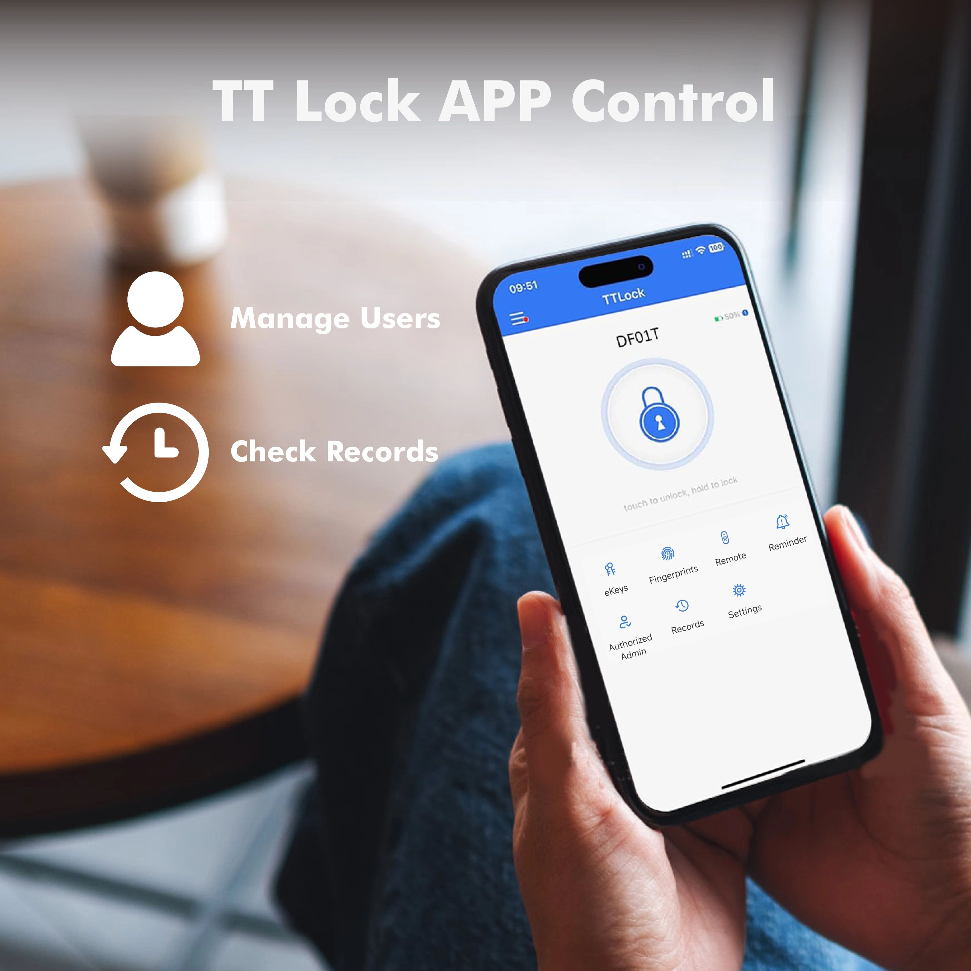 Automatic Smart Deadbolt Lock with Fingerprint, Bluetooth & Key Unlocking, Keyless Entry