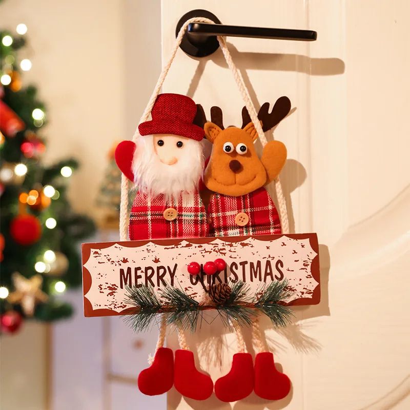 Double-Head Christmas Door Hanging Decoration – Snowman & Reindeer Holiday Pendant
