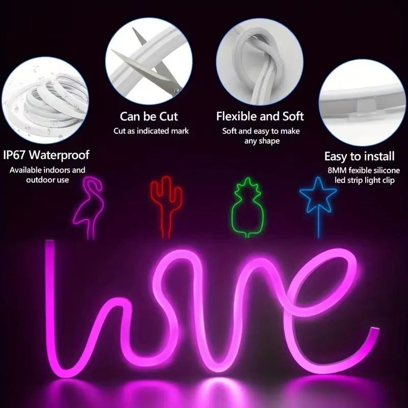 VividGlow 24V RGB Neon LED Strip Light with Bluetooth Music Sync – 5m to 30m