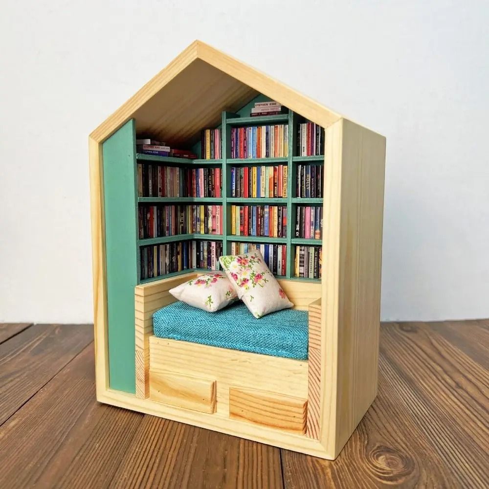 Mini Wooden Matchbox Bookshelf for Study and Stress Relief