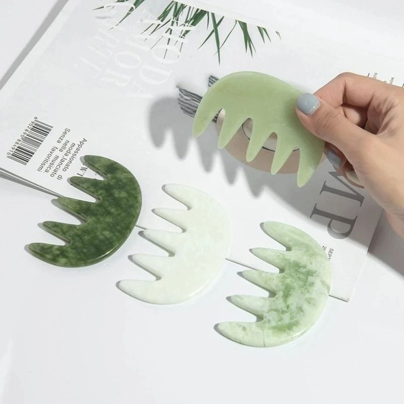 Natural Jade Scalp Comb and Facial Gua Sha Scraping Board