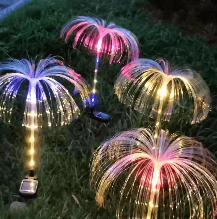 Outdoor Waterproof Yard Christmas Pathway Lawn Wedding Party Decoration Solar Power Flowers Lamp Solar Jellyfish Garden