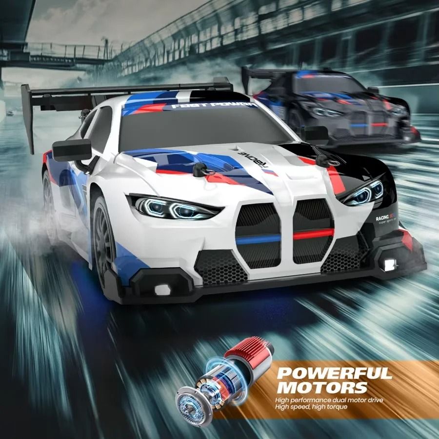 4WD RC Drift Car with LED Lights Rechargeable Remote Control Racing Toy
