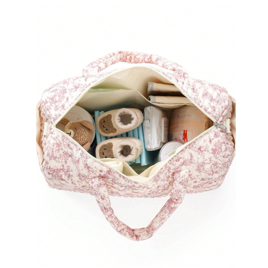 Baby Diaper Bag Floral Print, Multifunctional Crossbody Travel Tote Bag for Women, Large Capacity Mommy Bag