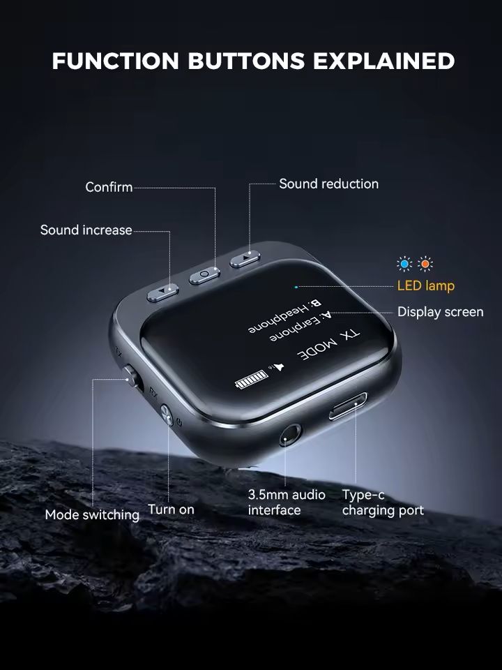 Bluetooth Car Adapter 2 in 1 Receiver and Transmitter with LED Display