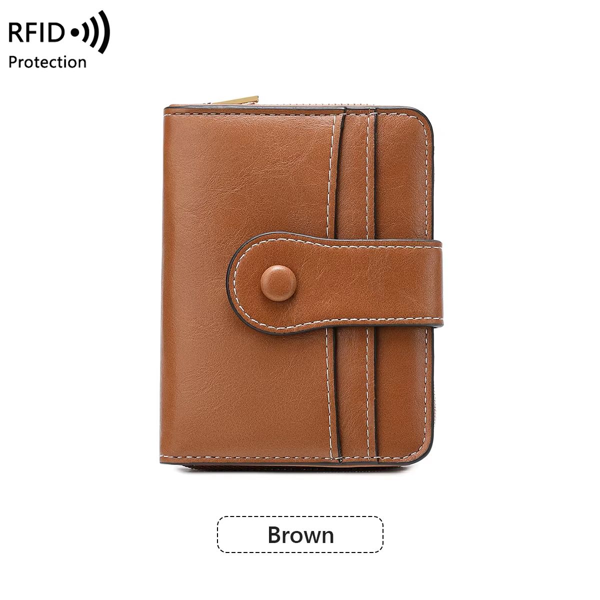 Retro RFID Blocking Women's Multi Card Wallet with Zipper Coin Pocket