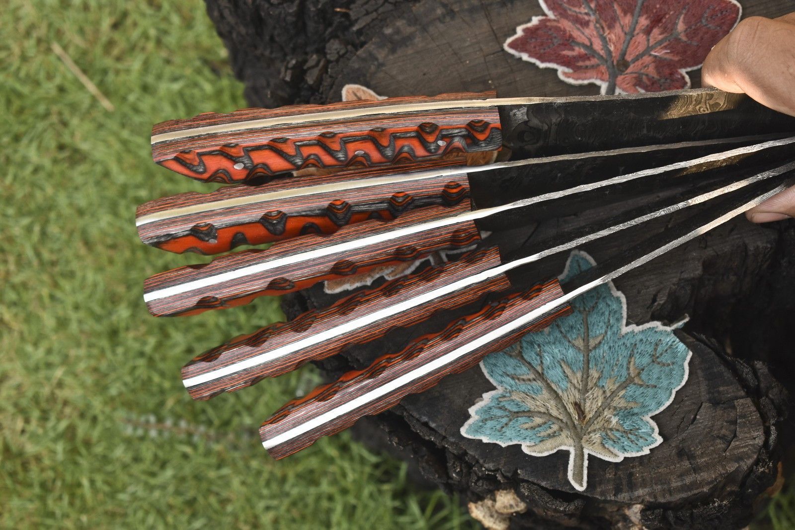 Authentic Forged Twist Damascus Steel Knives | 5-Piece Chef Collection