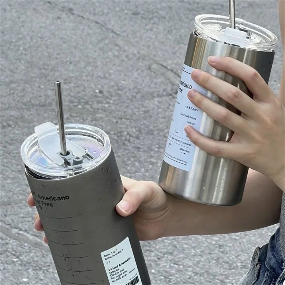 304 Stainless Steel Insulated Thermos Cup with Straw – Leakproof Vacuum Travel Coffee & Water Bottle