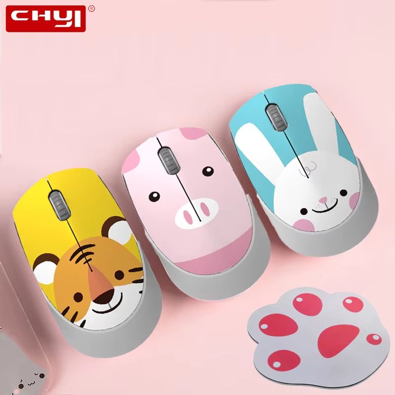 Cute Pink wireless mouse Mini 2.4G cartoon computer mouse Rechargeable Silent Click for Kids
