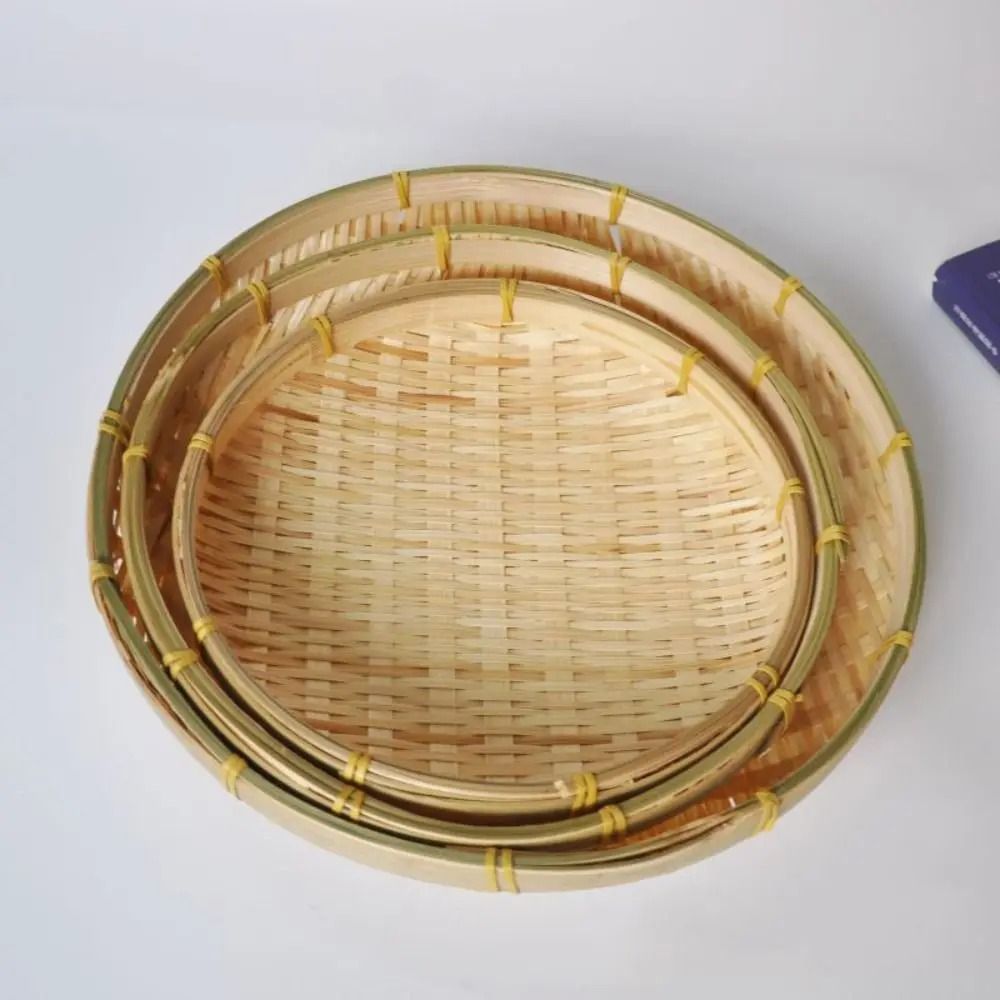 Woven Bamboo Tray Basket – Handmade Wicker Bread Server – High-Yield Culinary Interaction Hub