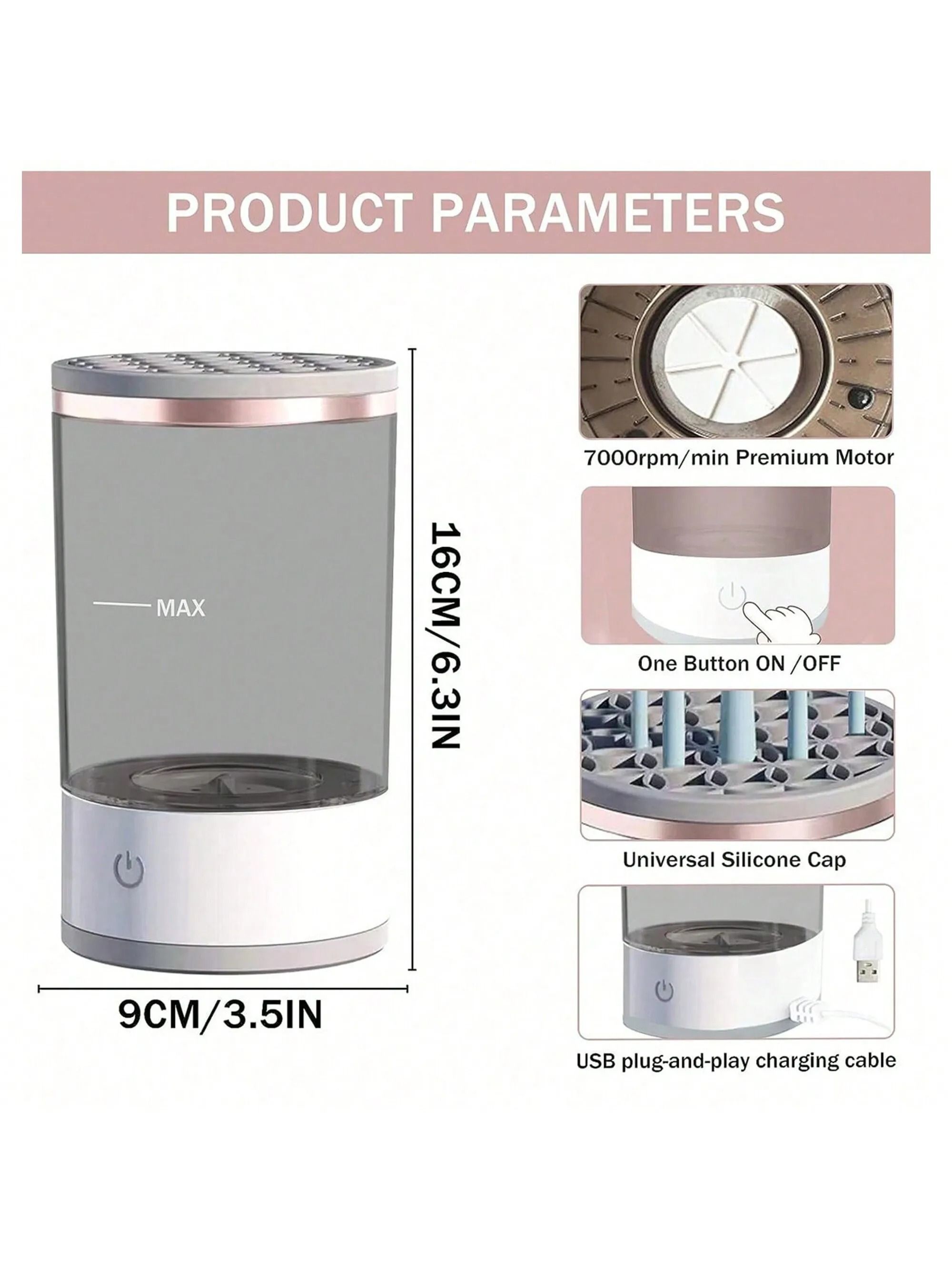 Automatic Electric Makeup Brush Cleaner – Rapid High-Speed Rotation Hub – Professional Beauty Tool Sanitizer