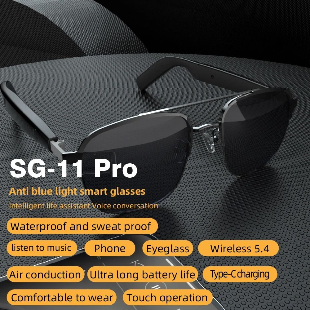 SG11 Pro Smart Audio Sunglasses with Bluetooth 5.3, Open-Ear Speakers and Touch Control