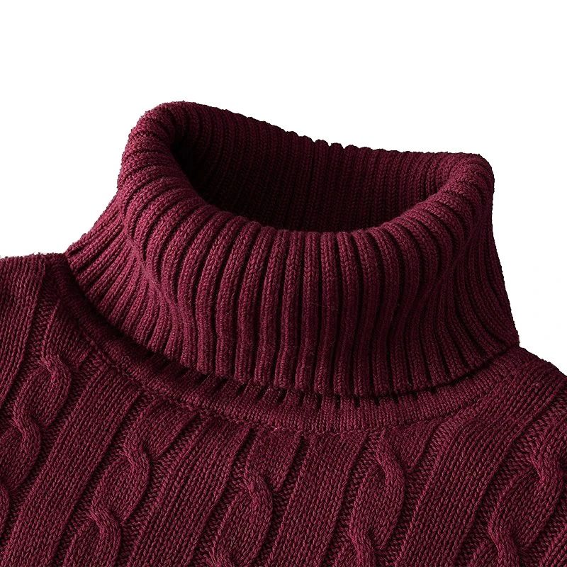 Mens Turtleneck Knitted Sweater for Warm Casual Wear