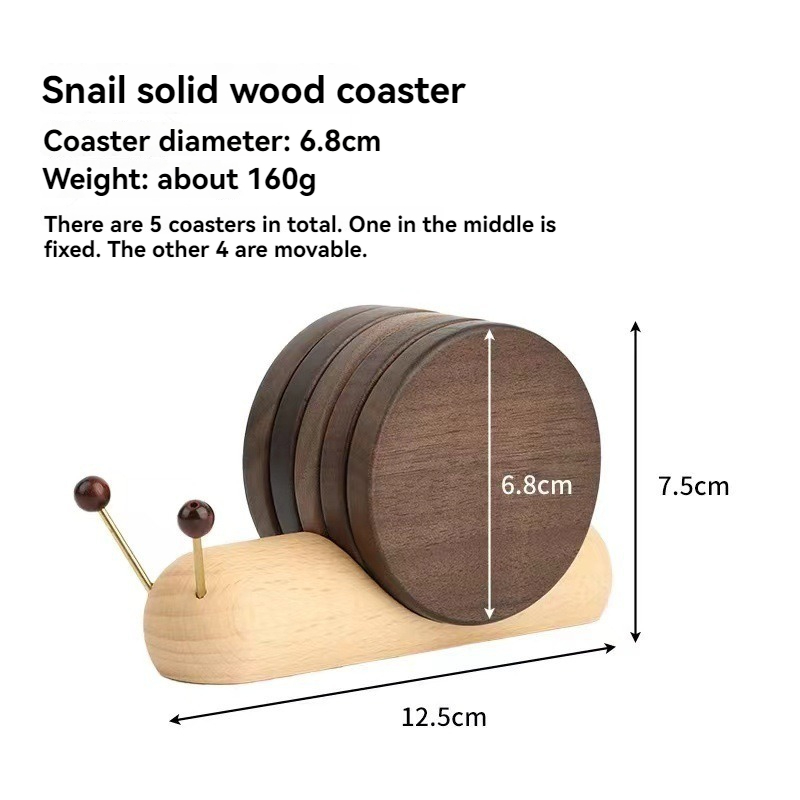 Fashion Black Walnut Cartoon Snail Decompression Tea Cup Mat, Insulated Coffee Mug Coaster, Creative Decoration
