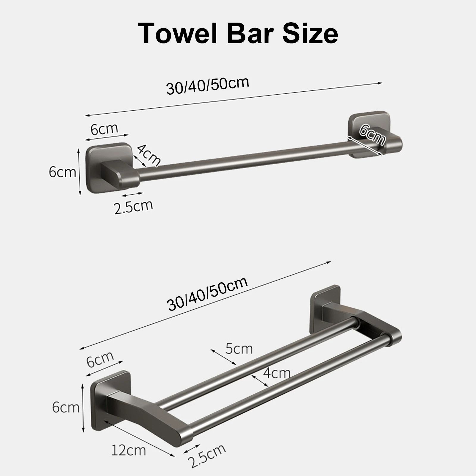 No Drill Double Bar Bathroom Towel Rack