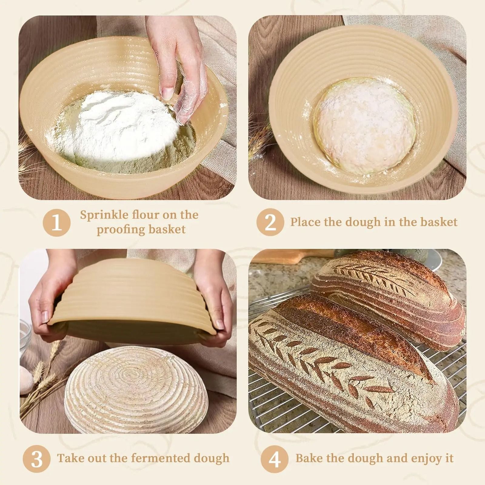 Foldable Silicone Sourdough Bread Proofing Basket