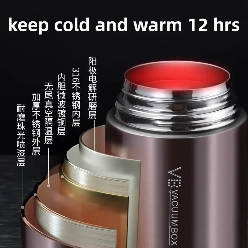 316 Food Thermos Jar Vacuum Insulated Stainless Steel Lunch Container With Spoon and Carry Bag