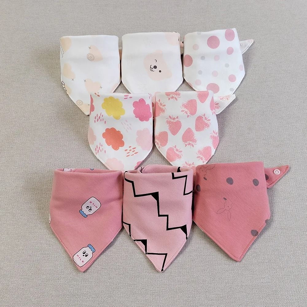 8PCS Baby Triangle Bibs & Burp Cloths Double Layer Cotton Saliva Towels