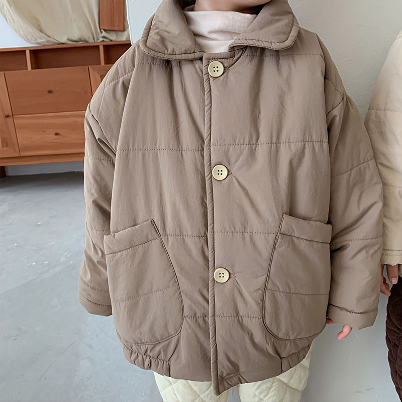 Warm Winter Jacket for Girls, Padded Toddler Coat, Thickened Cotton Parka, Solid Color Fashion Outwear