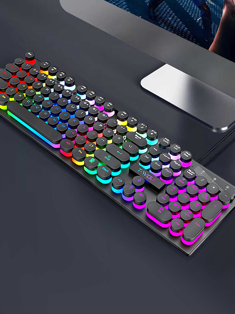 Illuminated Wired Keyboard, Shadow Mechanical Feeling Keyboard for Desktop, Laptop, and Esports Gaming