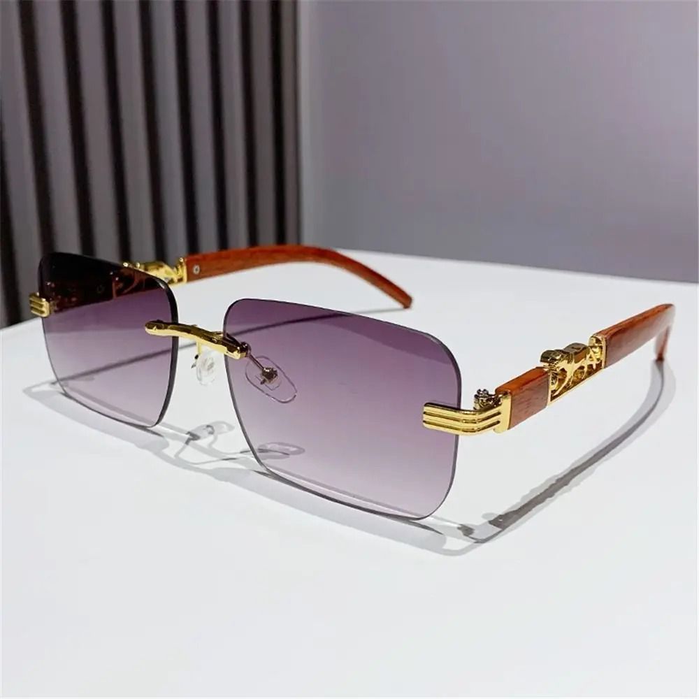 Rimless Cut-Edge Sunglasses – Metal Temple Retro Shades – High-Yield Optical Interaction Hub