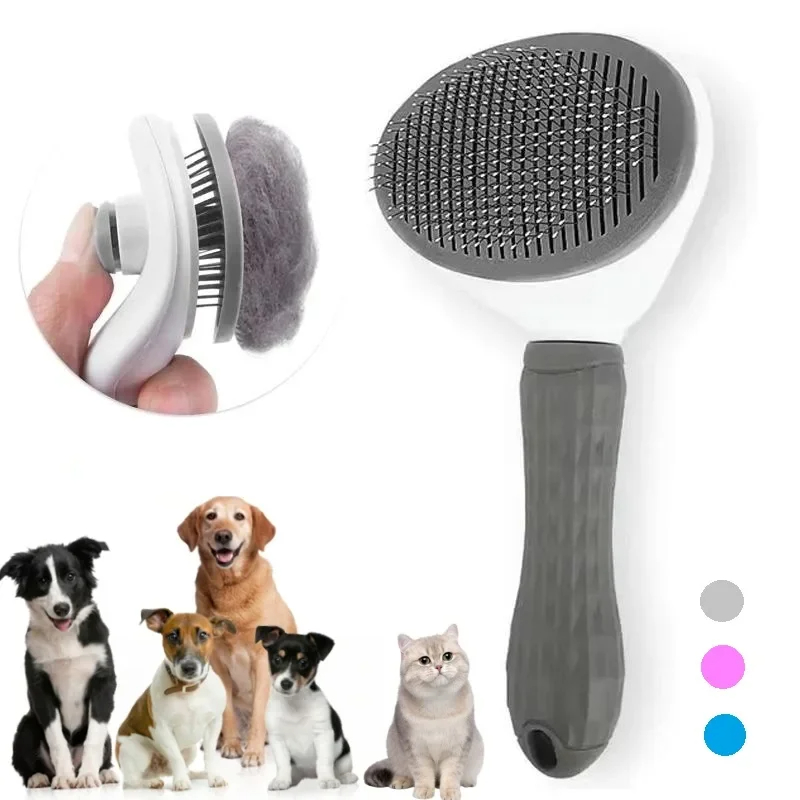 Self Cleaning Pet Hair Remover Brush for Dogs & Cats Grooming Tool & Dematting Comb