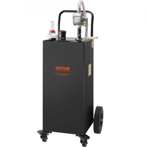 35-Gallon Fuel Caddy, Heavy-Duty Gas Storage Tank w/ Manual Transfer Pump & 4 Wheels, Portable Diesel/Gasoline