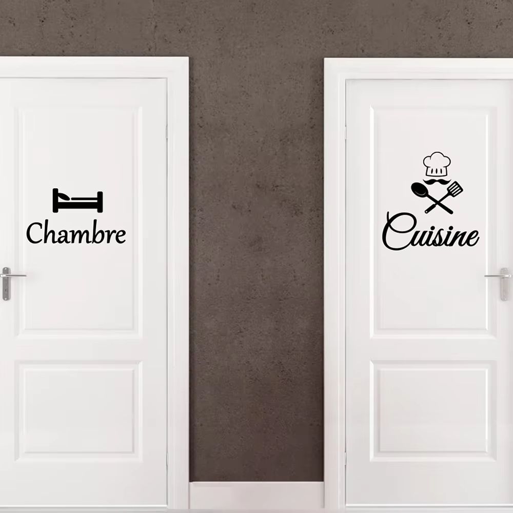 French Kitchen Door Sticker Decor Elegant Chef Wall Decal for Kitchen Bedroom