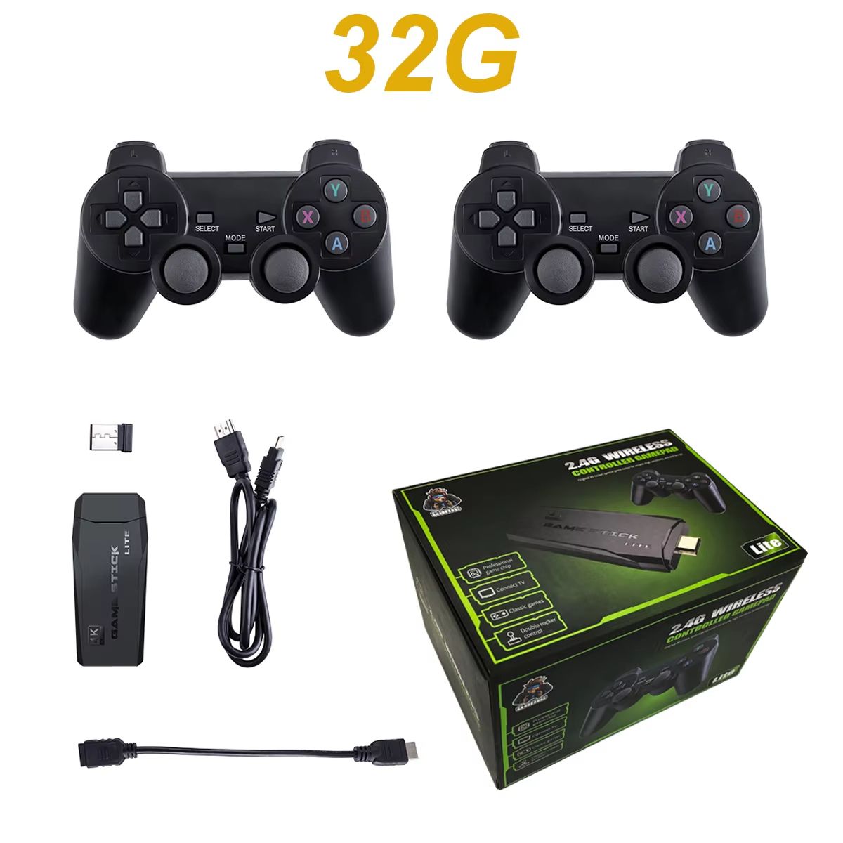 Retro Video Game Console 64GB with 20,000 Built-in Games and Wireless Controllers