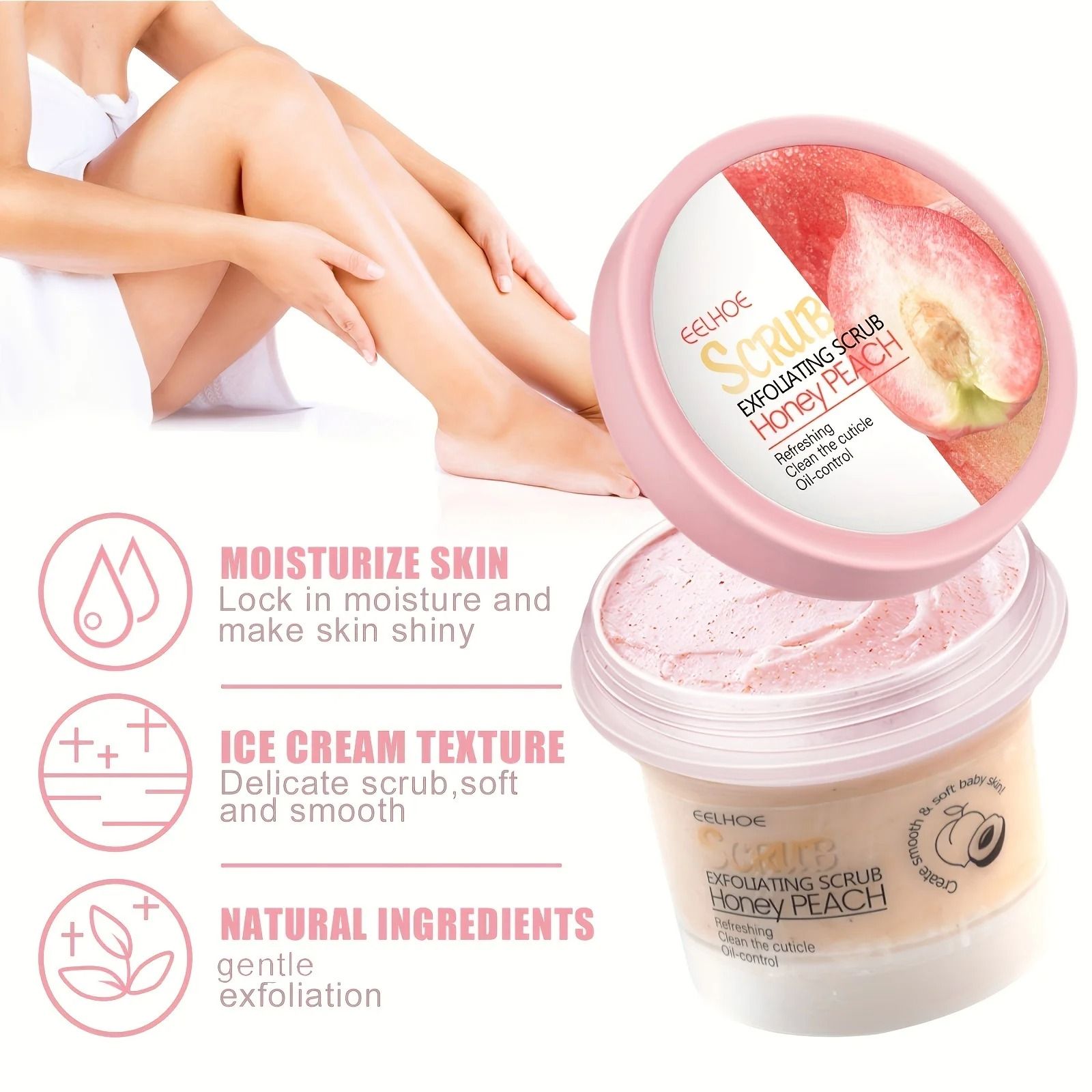 Honey Peach Exfoliating Scrub Cream for Soft and Smooth Skin