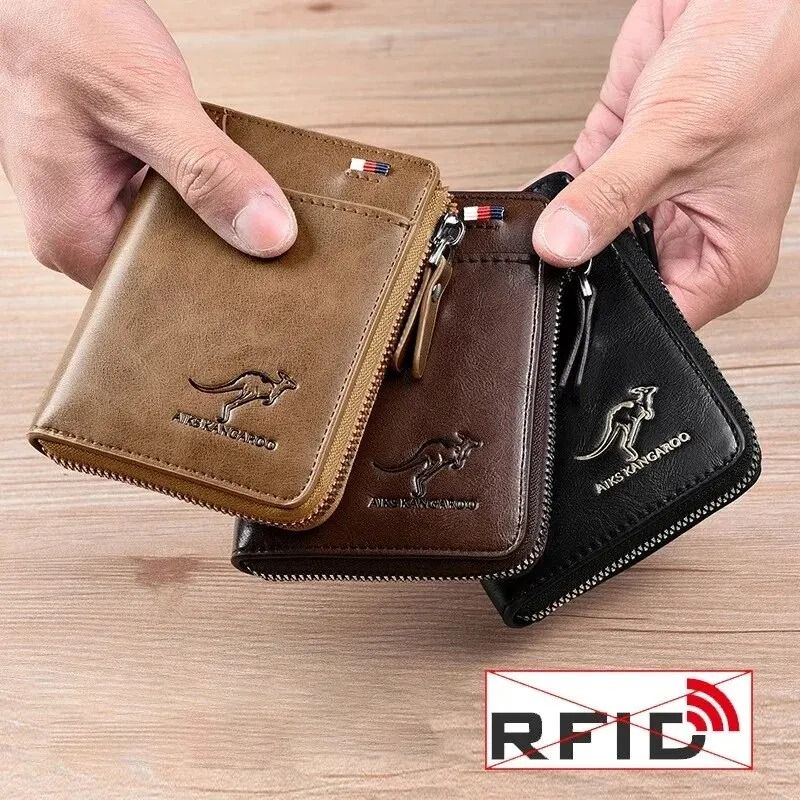 Mens Luxury Leather Wallet with RFID Protection and Card Holder