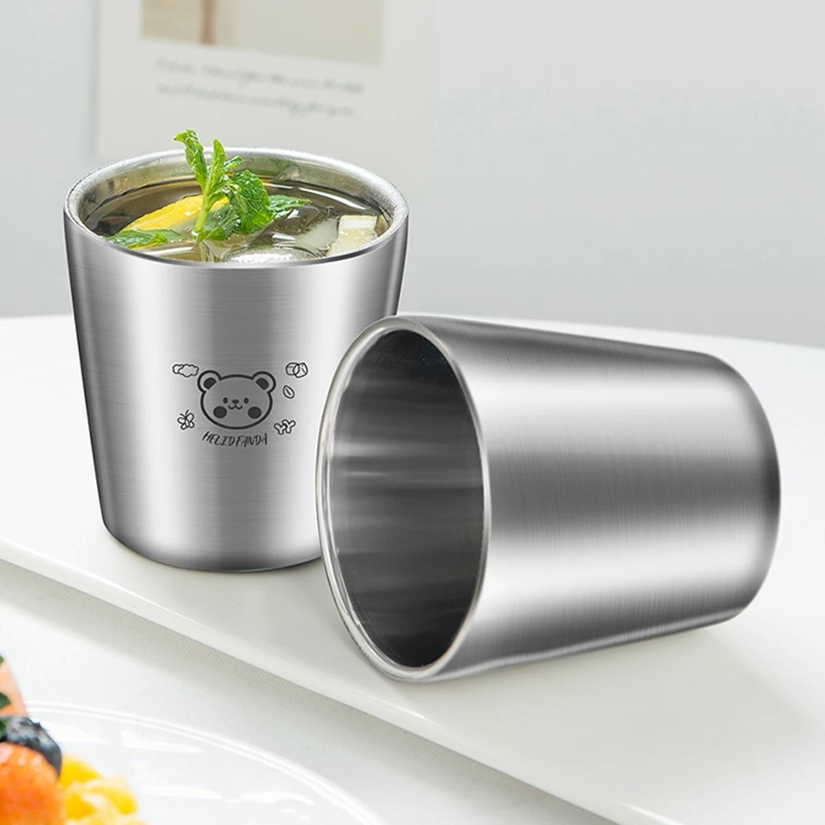 Stainless Steel Coffee Mug with Scale Double Layer Insulated Cup