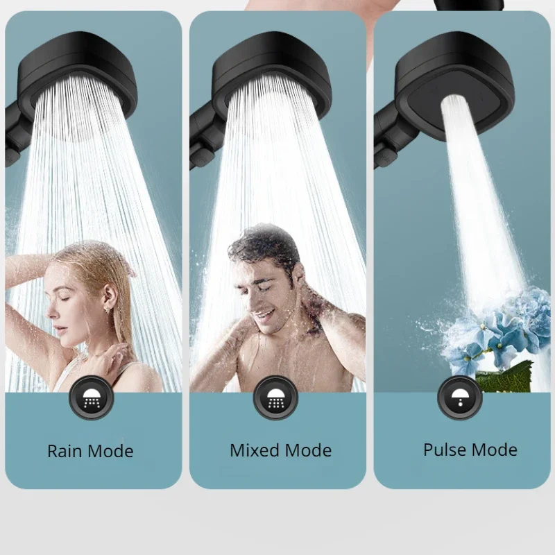 High Pressure Shower Head with Water Saving Modes Adjustable One-Key Stop Massage Sprayer Bathroom Accessory