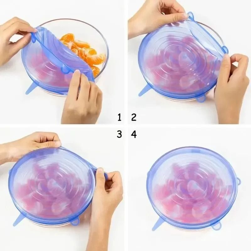 FreshSeal Reusable Silicone Stretch Lids 6 Piece Food Cover Set