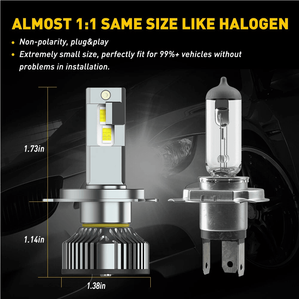 LED Headlight Kit, Super Bright White Bulbs, High/Low Beam, Easy Plug and Play Installation, Power