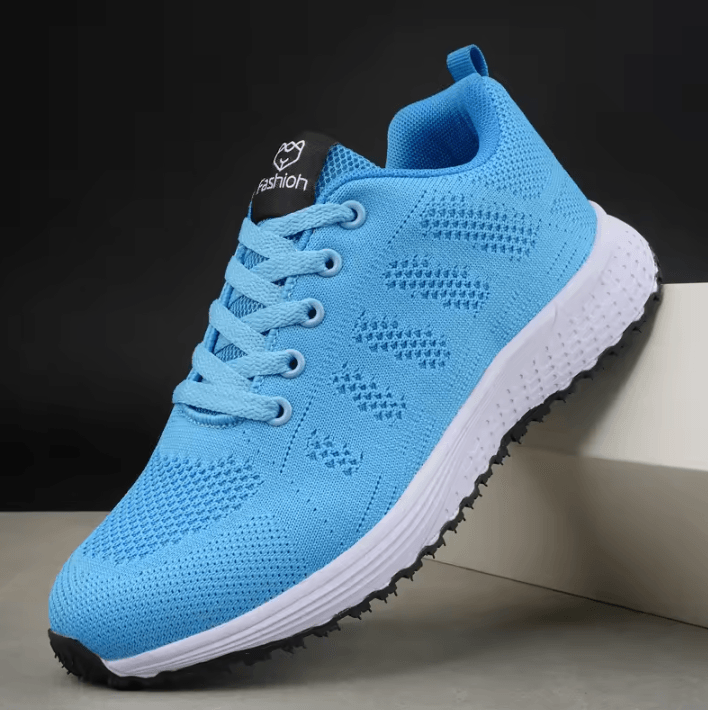 Womens Breathable Knit Sneakers – Lightweight Casual Lace-Up Outdoor Walking Shoes