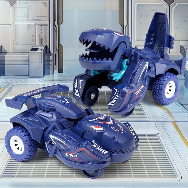 Dinosaur Transformation Car Toy for Boys Mini Vehicles with One Step Action and Collision Transformation