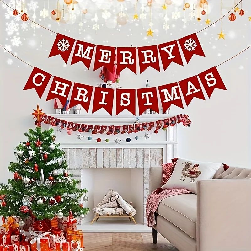 16pcs Christmas Non Woven Bunting Flag Decoration Set