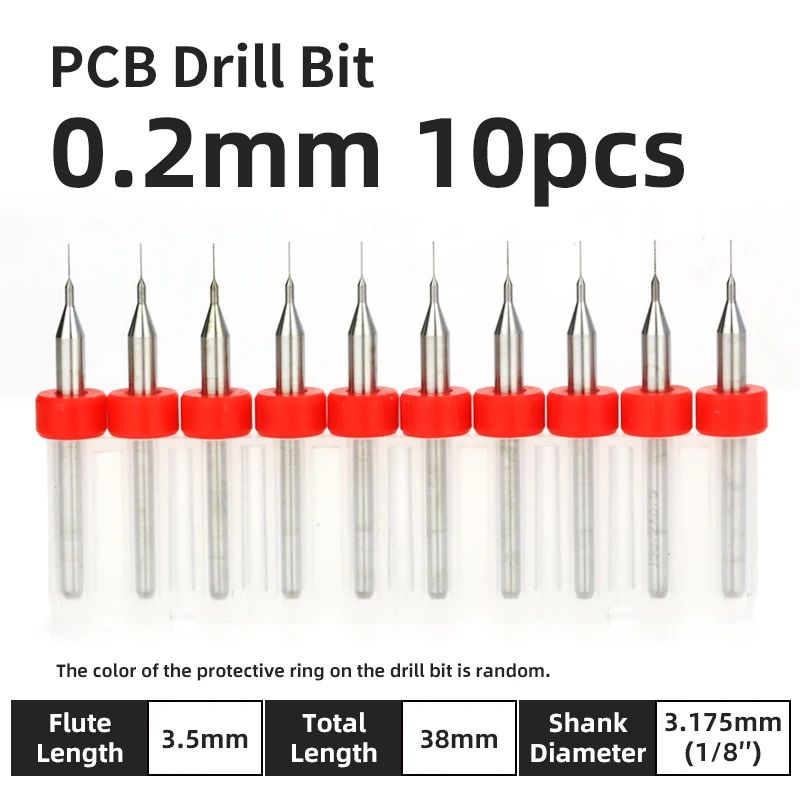 TOOLEYE Carbide PCB Drill Bit Set (10pcs) 1/8 Shank Micro CNC Bits, 0.1–3.175mm