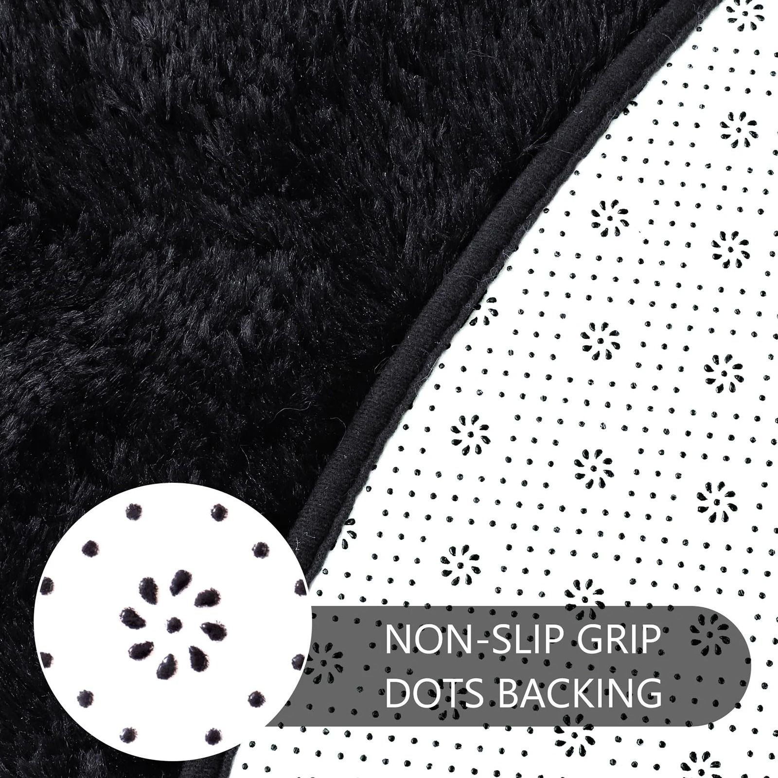 Fluffy Black Round Rug | Ultra-Soft Shaggy Area Carpet