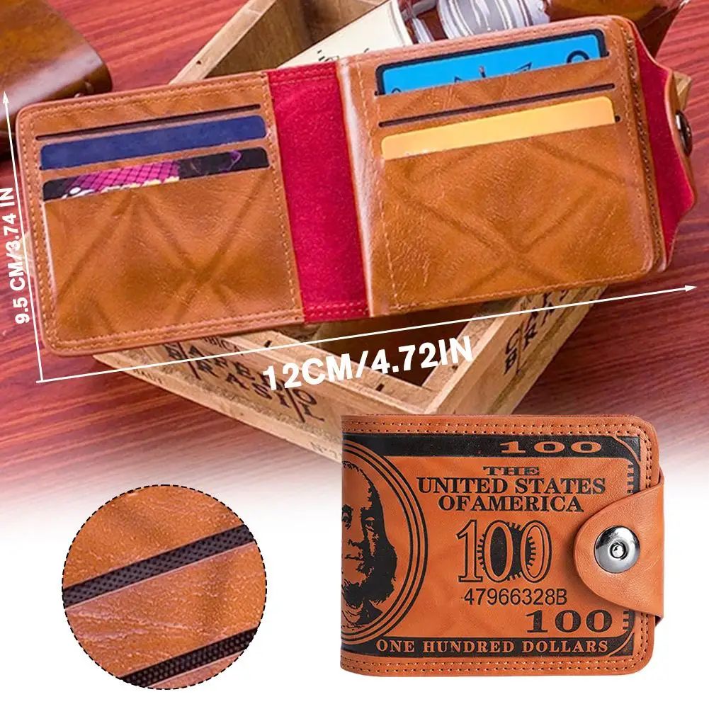 Retro Dollar Pattern Mens PU Leather Wallet