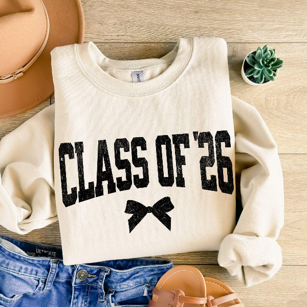 Class of 2026 Shirt Minimalist Bow Graphic Tee Trendy Graduation T-Shirt Casual Womens Top