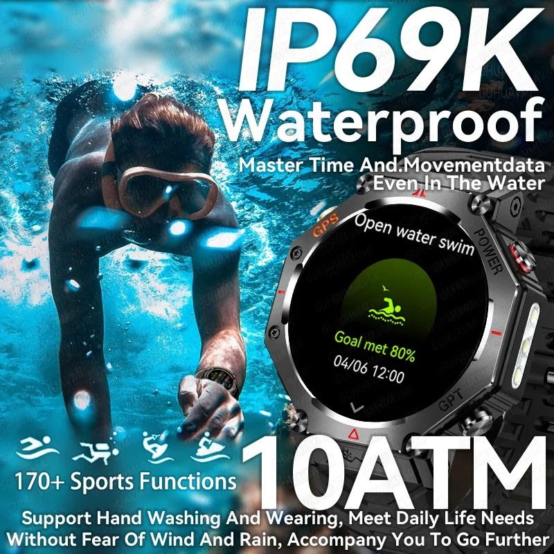 T-Rex 3 Ultra Military GPS Smartwatch with AMOLED Display, 10ATM Waterproof and Compass